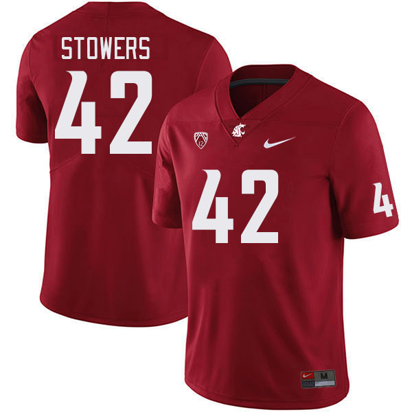 Washington State Cougars #42 Marcus Stowers College Football Jerseys Stitched Sale-Crimson
